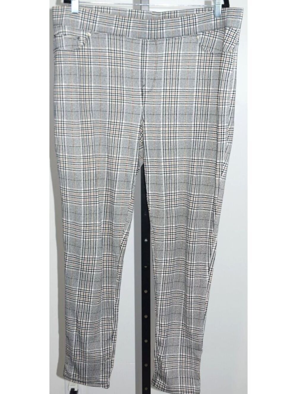Seven7 Glen Plaid Pull On Ankle Pants Soft Stretch Slim Fit Plus Size XXL